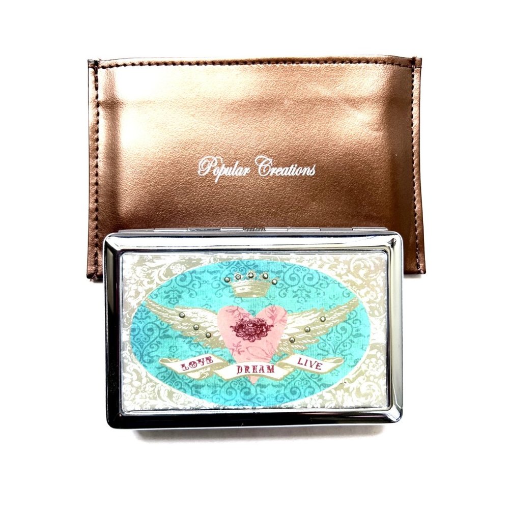 Metal Business Card Money Cigarettes Holder with a pouch
